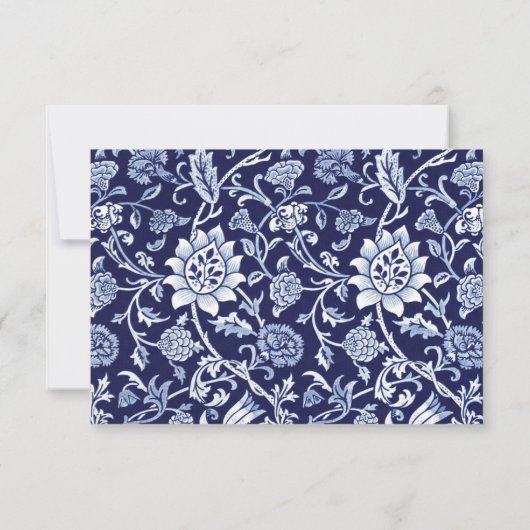 Meadow Wildflowers Blue Indigo Pattern Wedding RSVP Kaartje (Achterkant)