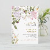 Meadow Wildflowers Bruiloft Save the Date Kaart (Staand voorkant)