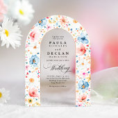 Meadow Wildflowers Elegant Boho Boog Huwelijk Acryl Uitnodigingen