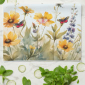 Meadow Wildflowers en Butterflies Theedoek (Gevouwen)