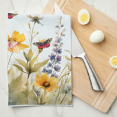 Meadow Wildflowers en Butterflies Theedoek (Quarter Fold)