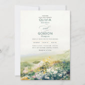 Meadow Wildflowers Waterverf Natuur bruiloft Kaart (Voorkant)