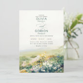 Meadow Wildflowers Waterverf Natuur bruiloft Kaart (Staand voorkant)