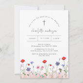 Meadow Zomer Kleine Bloem Kruis Doop Kaart (Voorkant)