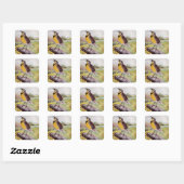 Meadowlark op een tak vierkante sticker (Vel)