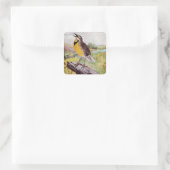 Meadowlark op een tak vierkante sticker (Tas)
