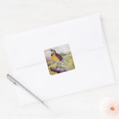 Meadowlark op een tak vierkante sticker (Envelop)