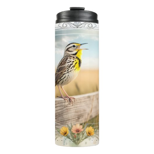 Meadowlark Songbird Waterverf Prairie Tumbler Thermosbeker (Voorkant)