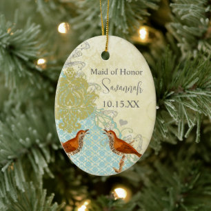 Meadowlark Vintage Love Bird Bruidsmeisje Keramisch Ornament
