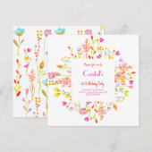 Meadows bloemen volwassenen Birthday uitnodiging (Voorkant / Achterkant)