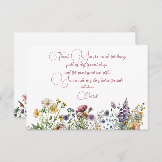 Meadows bloemen volwassenen bloemenverjaardag bedankkaart (Voorkant / Achterkant)