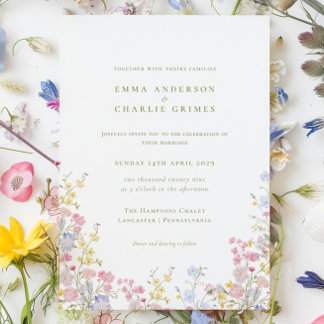 Meadows Garden Wildflowers Spring Summer Wedding Kaart