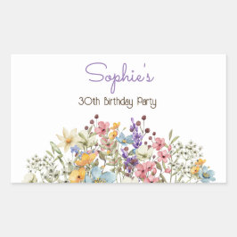 Meadows kleurrijke bloemen volwassen Verjaardag Rechthoekige Sticker