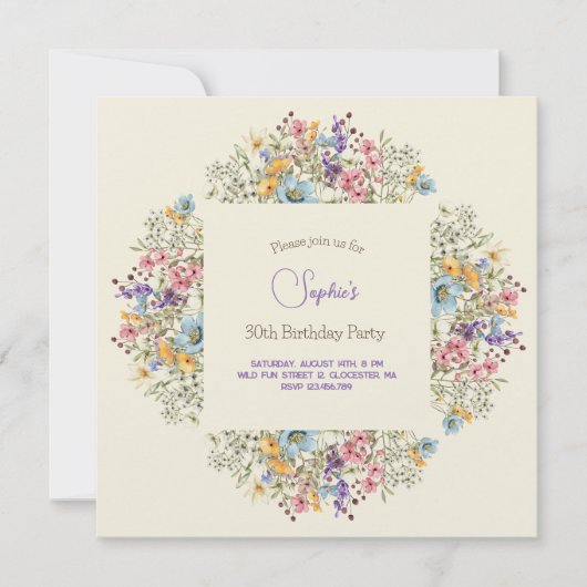 Meadows kleurrijke bloemen volwassen verjaardag ui kaart (Voorkant)