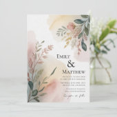 Meadows Watercolor Wedding Invitation Kaart (Staand voorkant)