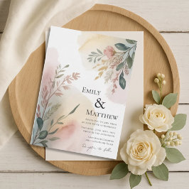 Meadows Watercolor Wedding Invitation Kaart