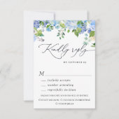 MEAL CHOICE Elegant Blue Hydrangea Wedding RSVP Kaartje (Voorkant)