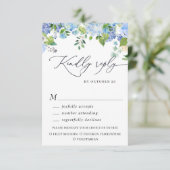 MEAL CHOICE Elegant Blue Hydrangea Wedding RSVP Kaartje (Staand voorkant)