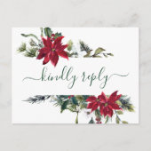 MEAL CHOICE Elegant Red Poinsettia Wedding RSVP Briefkaart (Voorkant)