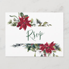 MEAL CHOICE Elegant Red Poinsettia Wedding RSVP Briefkaart