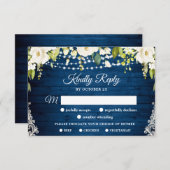 MEAL CHOICE Elegant White Roses Rustic Wedding RSVP Kaartje (Voorkant / Achterkant)