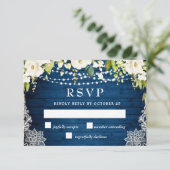 MEAL CHOICE Elegant White Roses Rustic Wedding RSVP Kaartje (Staand voorkant)