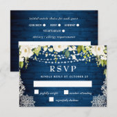 MEAL CHOICE Elegant White Roses Rustic Wedding RSVP Kaartje (Voorkant / Achterkant)