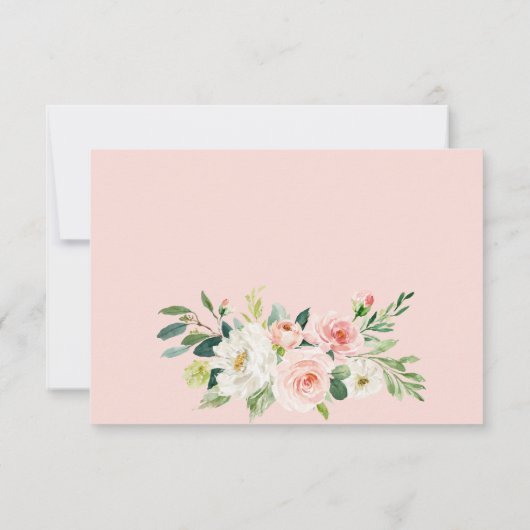 MEAL CHOICE Pink Blush Flowers Greenery Wedding RSVP Kaartje (Achterkant)