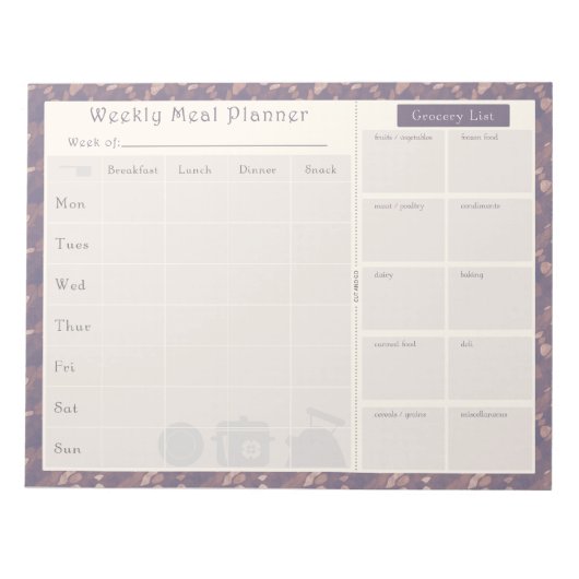 Meal Planner Paarse stroom Notitieblok (Voorkant)