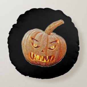 Mean and Ugly Pumpkin Face Rond Kussen