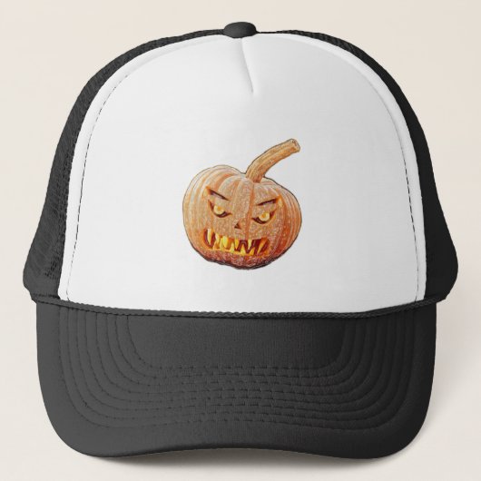 Mean and Ugly Pumpkin Face Trucker Pet (Voorkant)