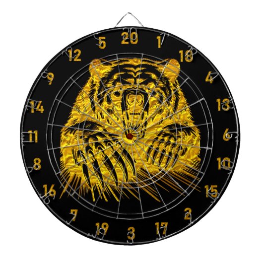 Mean Angry Gold Grizzly Tanden Verschijnen Dartbord (Voorkant)