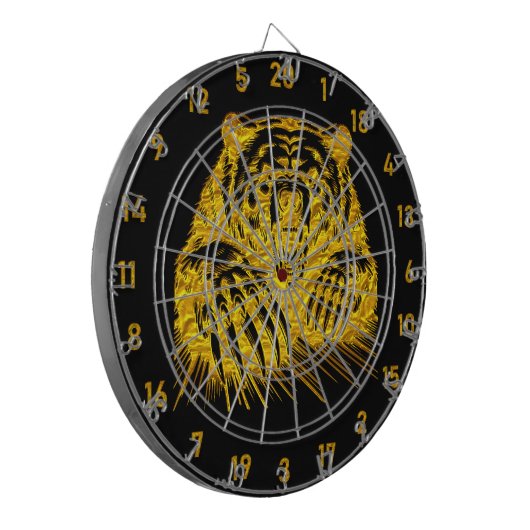 Mean Angry Gold Grizzly Tanden Verschijnen Dartbord (Voorkant Links)