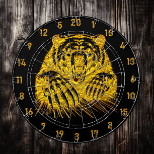 Mean Angry Gold Grizzly Tanden Verschijnen Dartbord