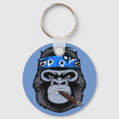 Mean Biker gorilla aap roken sigaar dierlijke kuns Sleutelhanger (Achterkant)