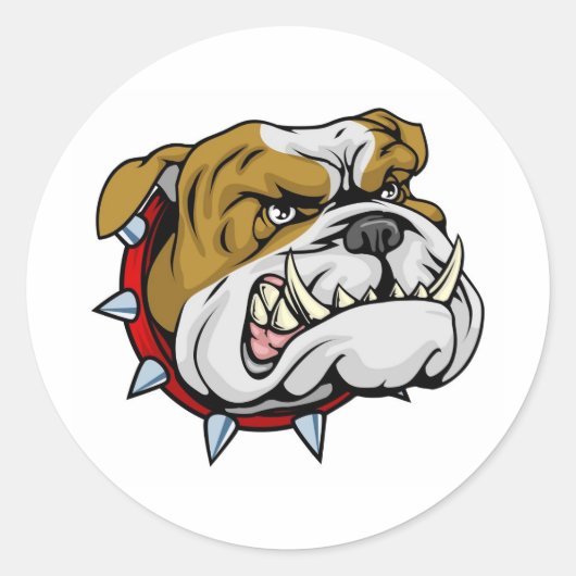 Mean bulldog mascot illustratie ronde sticker (Voorkant)