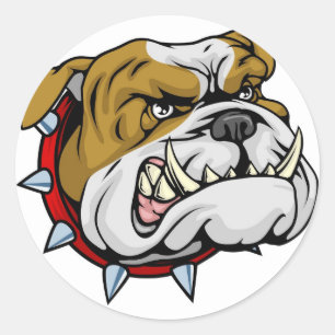 Mean bulldog mascotte illustratie ronde sticker
