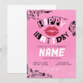 Mean Girls Pink Happy Birthday Uitnodiging (Voorkant / Achterkant)