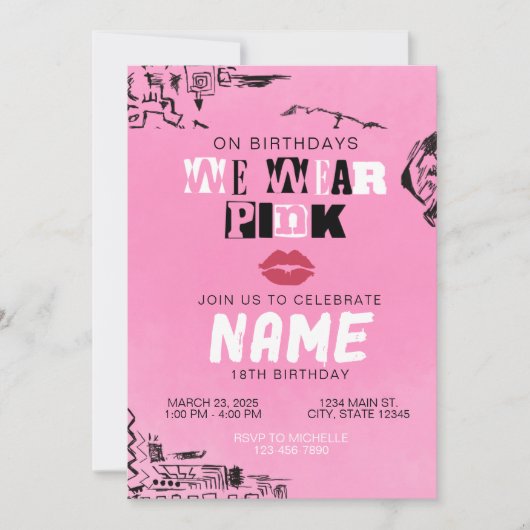 Mean Girls Roze Uitnodiging (Voorkant)