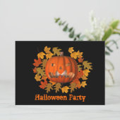 Mean Jack O Lantern Halloween Invitation Kaart (Staand voorkant)