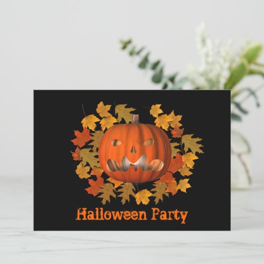 Mean Jack O Lantern Halloween Invitation Kaart (Staand voorkant)