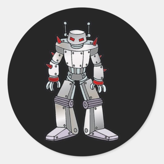 Mean Robot met Spikes Ronde Sticker (Voorkant)