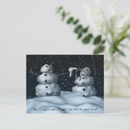 Mean Snowman Briefkaart (Staand voorkant)