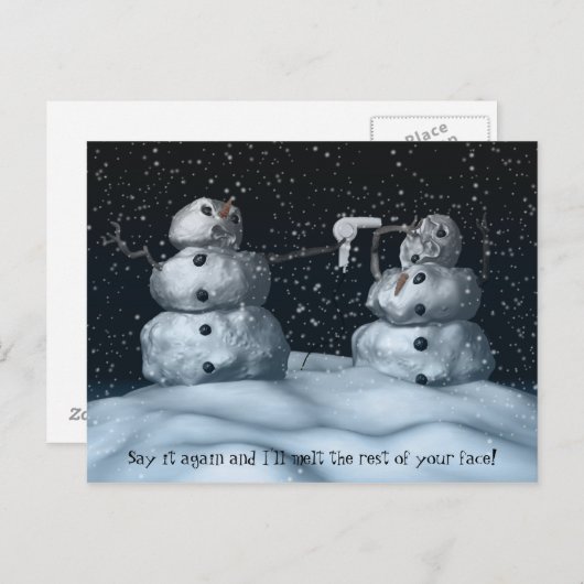 Mean Snowman Briefkaart (Voorkant / Achterkant)