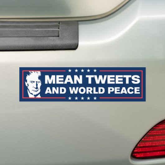 Mean Tweets en World Peace Trump 2024 Bumpersticker (Op auto)
