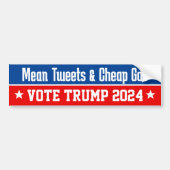 Mean Tweets Goedkope Gas Pro Donald Trump 2024 Bumpersticker (Voorkant)