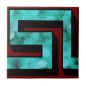 Meander ~ Blue sparkle op maroon met schaduw Tegeltje (Voorkant)