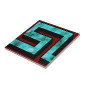 Meander ~ Blue sparkle op maroon met schaduw Tegeltje (Zijkant)