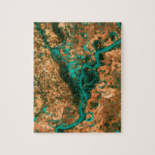 Meandering Mississippi Satellite Afbeelding Legpuzzel