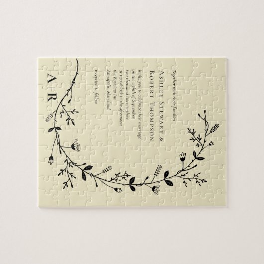 Meandering Vine Scroll Modern Wedding Invitation Legpuzzel (Horizontaal)
